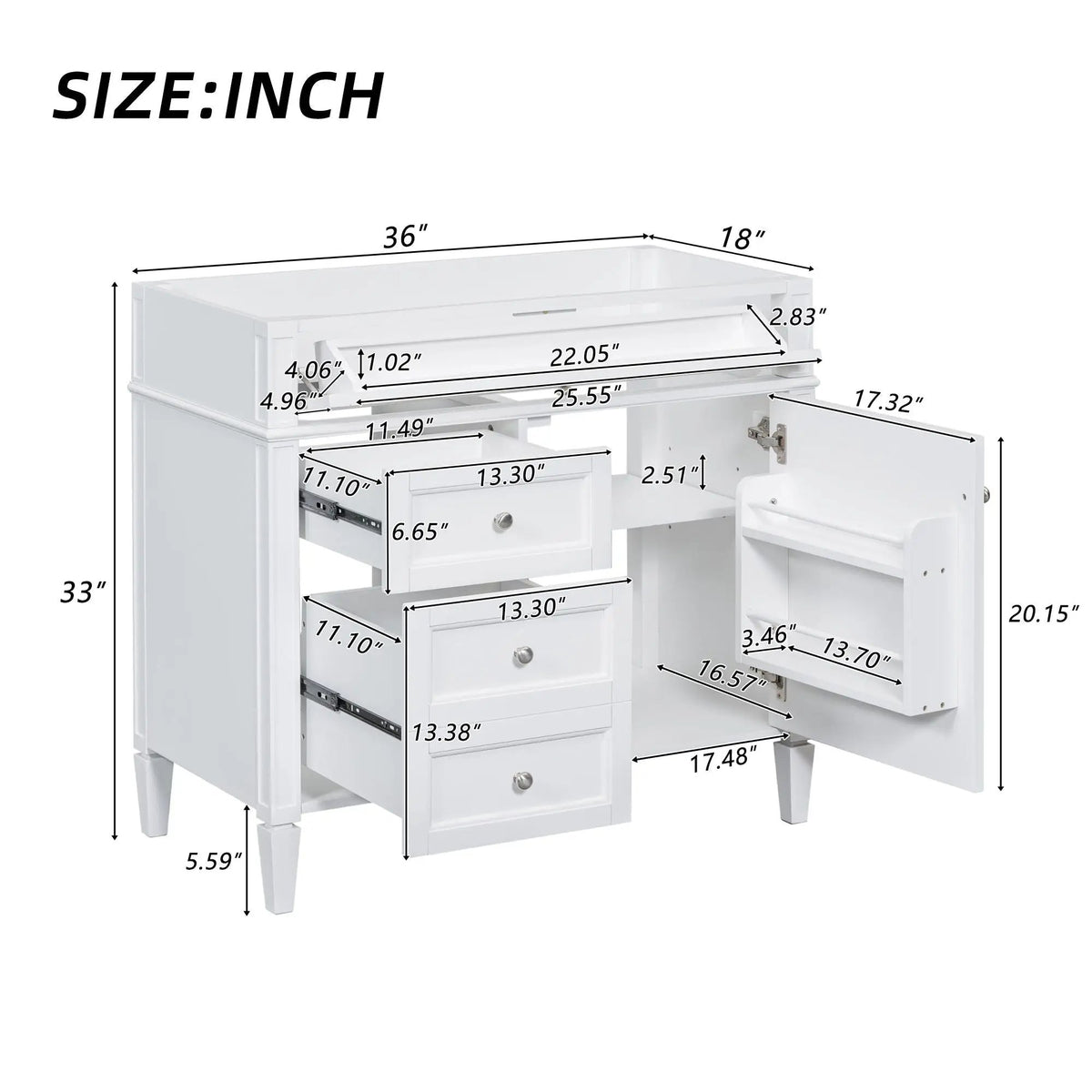 Bathroom Vanity | 3 Drawers | Blue Finish | Tip Out