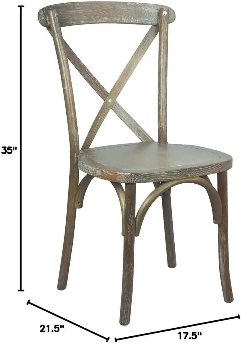 Two Pack Medium White Grain X-Back Dining Chairs Stackable Elm Wood Construction from PriceLows™