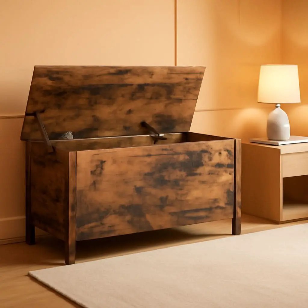 Rustic Brown SolidWood Toy Box Storage LargeCapacity from PriceLows™
