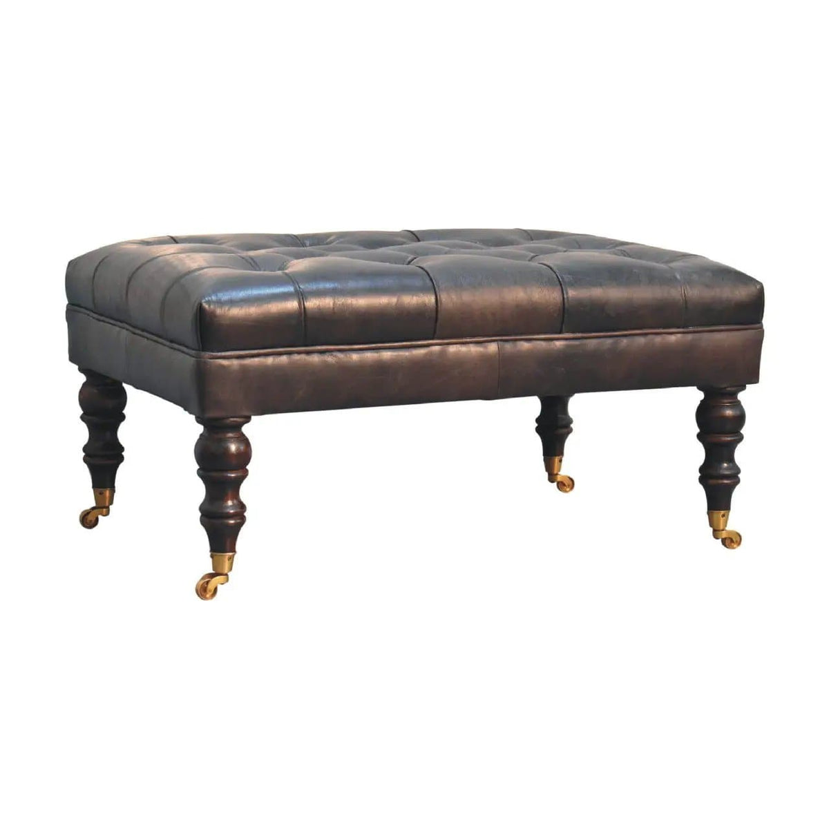 Buffalo Ottoman With Castor Legs | 7 Pieces | Mango Wood | Living Room