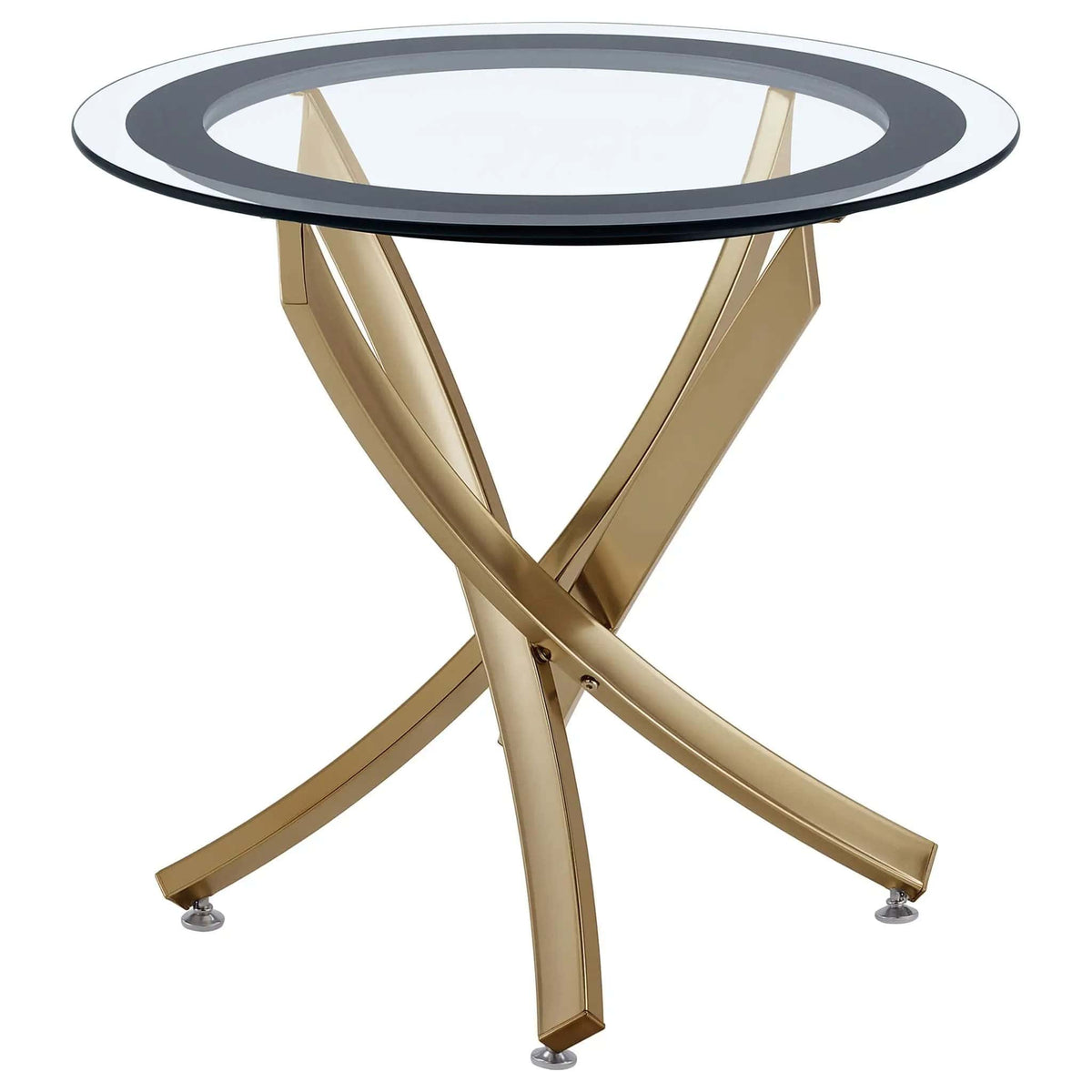 Brooke Round Glass Top Side End Table Metal Base | 23.5 x 23.5 x 22 in | Tempered Glass & Metal | Brass