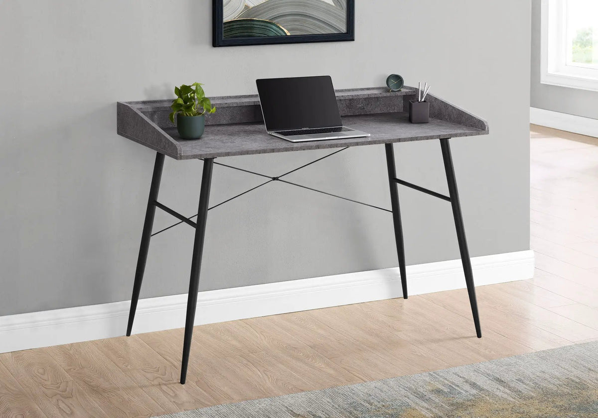 Sturdy Computer Desk With Shelves | 47.25 Inch Width | Matching Metal Base | 34 Inch Height