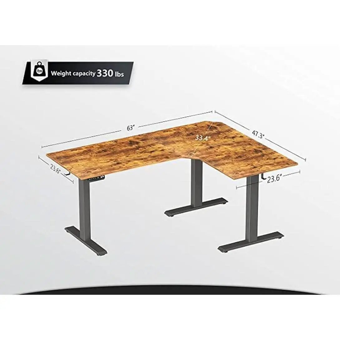 Electric Height Adjustable L Shaped Desk With File Cabinet from PriceLows™