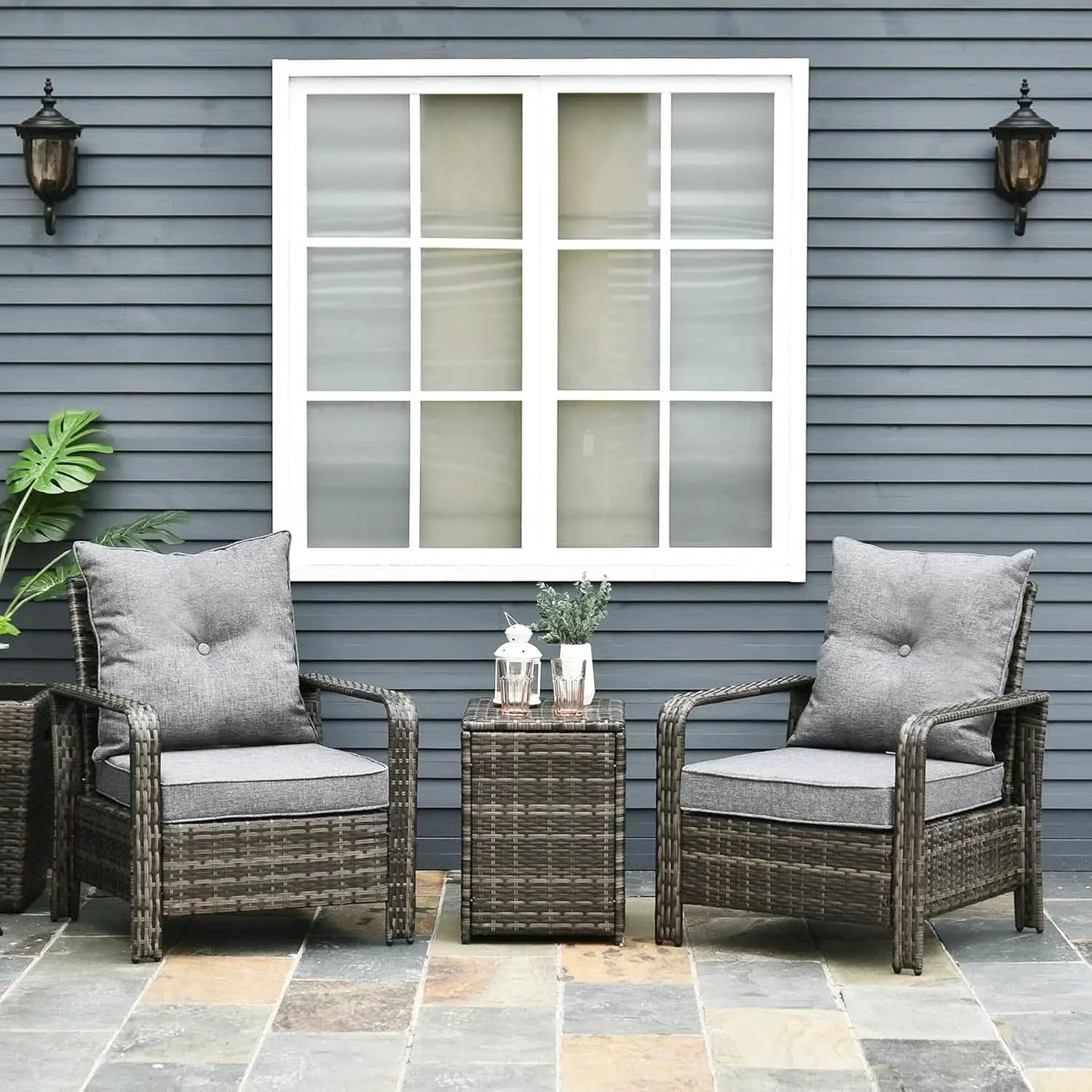 Three Piece Patio Furniture Set with Cushions and Table from PriceLows™