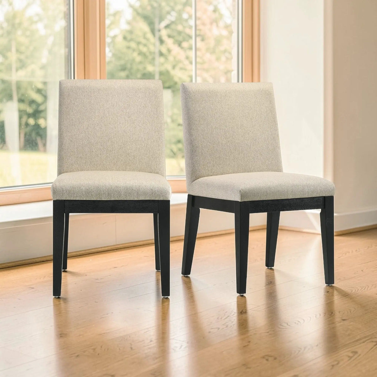 Froja Side Chairs | Set Of 2 | Beige | Sleek Wood Finish