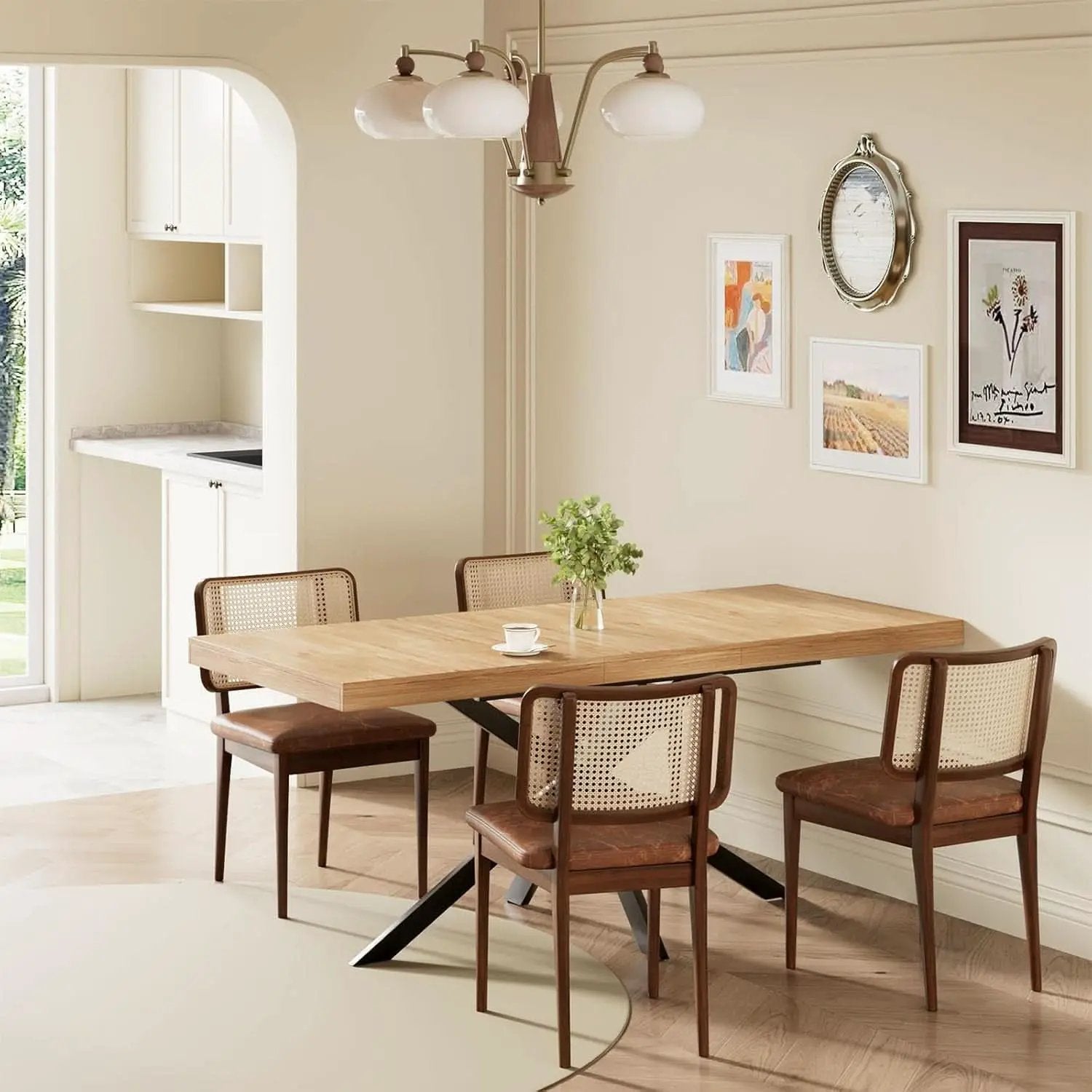 Extendable Wood Dining Table 55 To 70 With Removable Leaves from PriceLows™