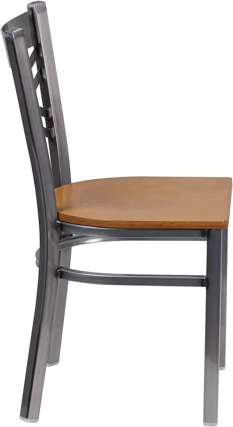 HERCULES Series Clear Coated X Back Metal Restaurant Chair 2 Pack Natural Wood Seat from PriceLows™