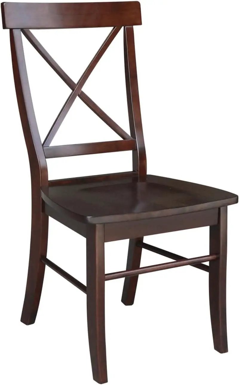 X Back Dining Chair In Java Finish With Solid Wood Seat from PriceLows™