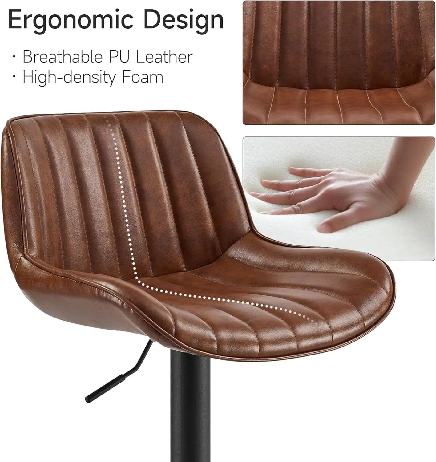 Mid Century Modern Adjustable Height Swivel Bar Stools from PriceLows™
