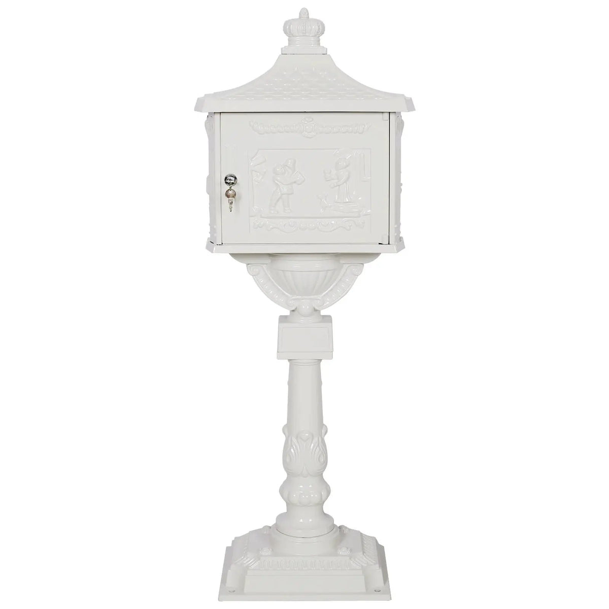 Cast Aluminum Mailbox | 45.5 Inch Height | Spacious Interior | Postal Box Design