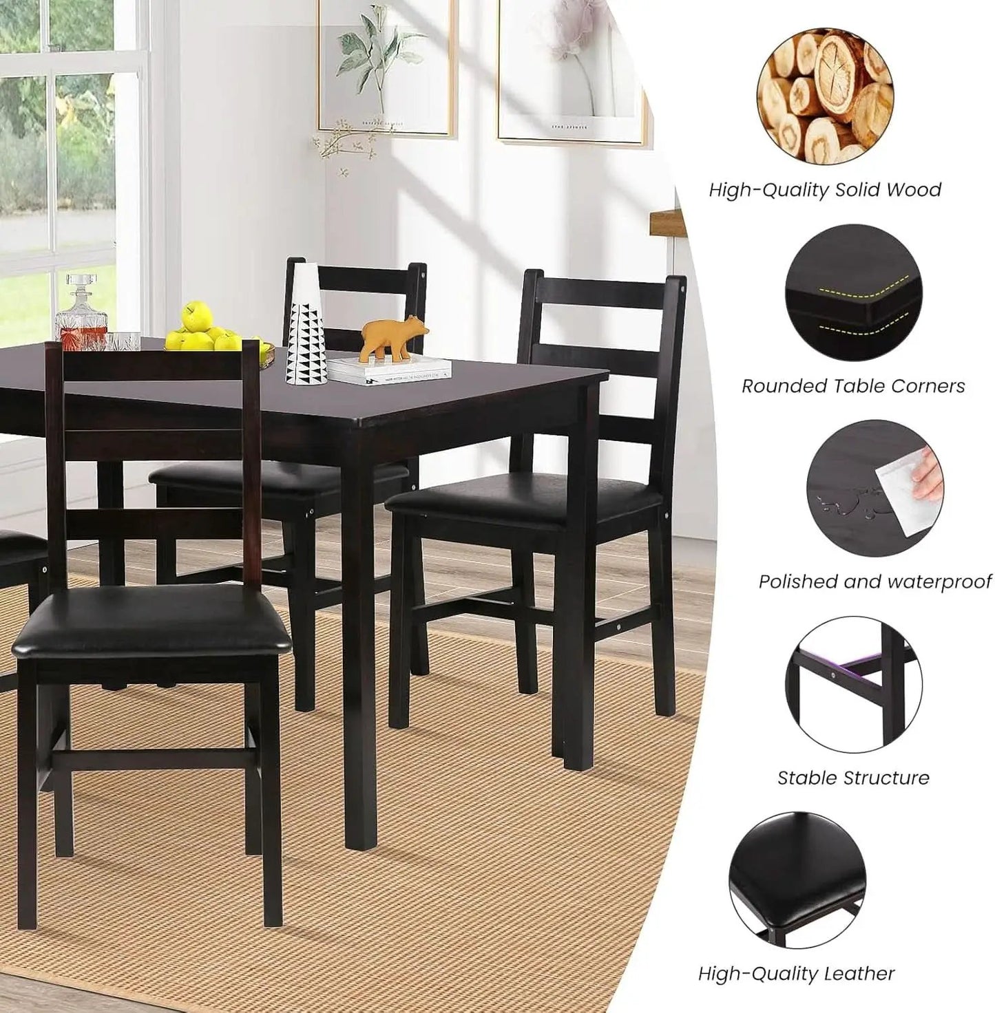 Brown Premium Five Piece Dining Table Set Apartment from PriceLows™