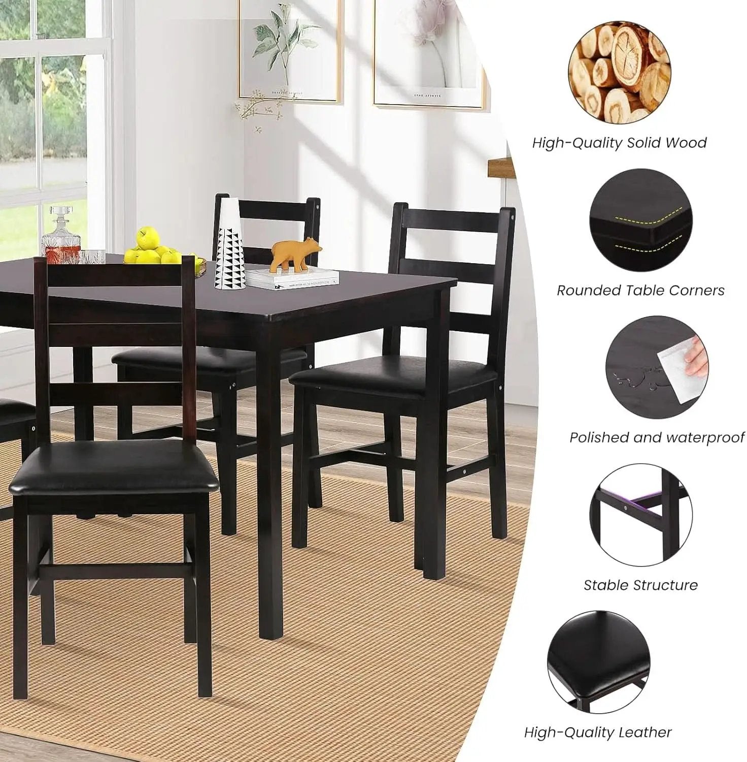 Brown Premium Five Piece Dining Table Set Apartment from PriceLows™