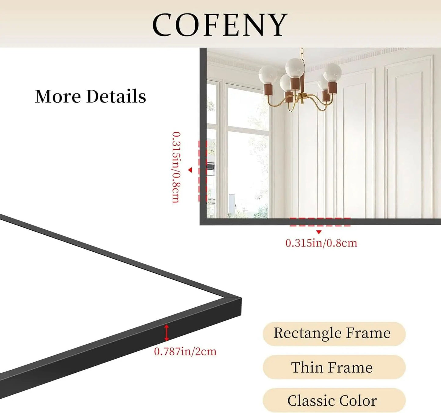 36x40 Black Wall Mirror With Horizontal Or Vertical Mount from PriceLows™