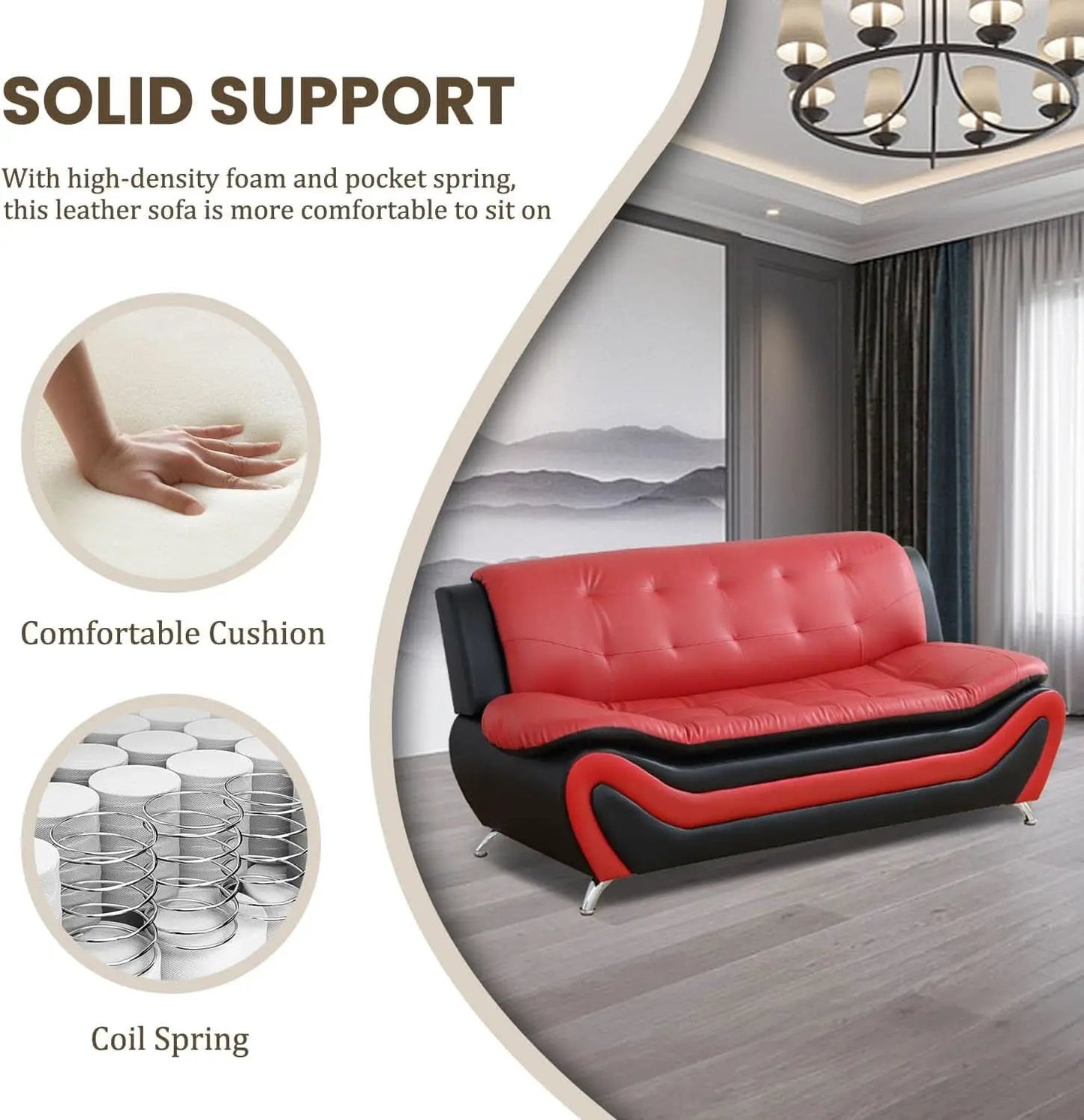 Faux Leather Sofa And Loveseat Set Red 2 Piece from PriceLows™