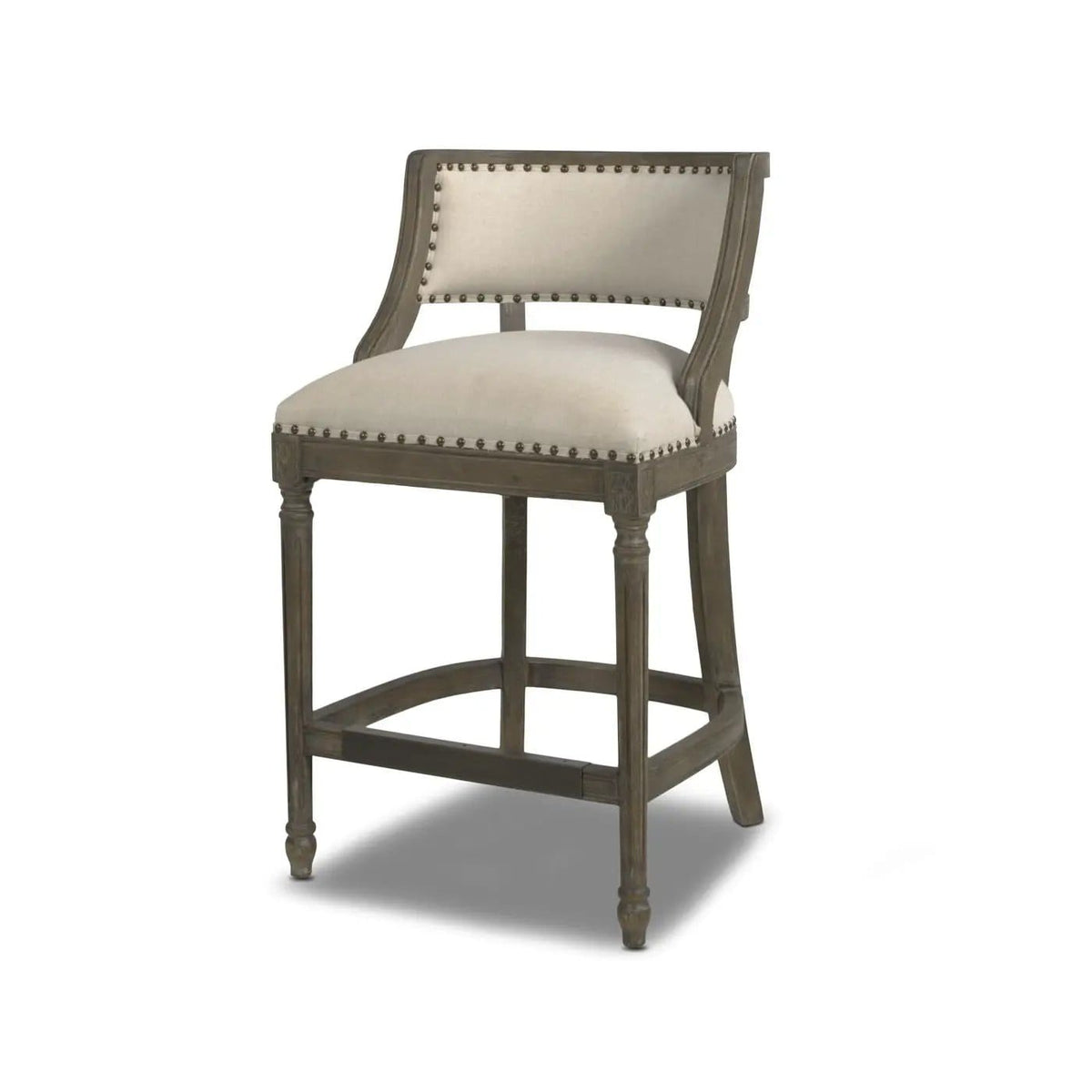 Paris Farmhouse Counter Height Bar Stool With Backrest Counter Height (24"-27") | 21 x 21.5 x 36.5 in | Wood & Brass | Dining Room