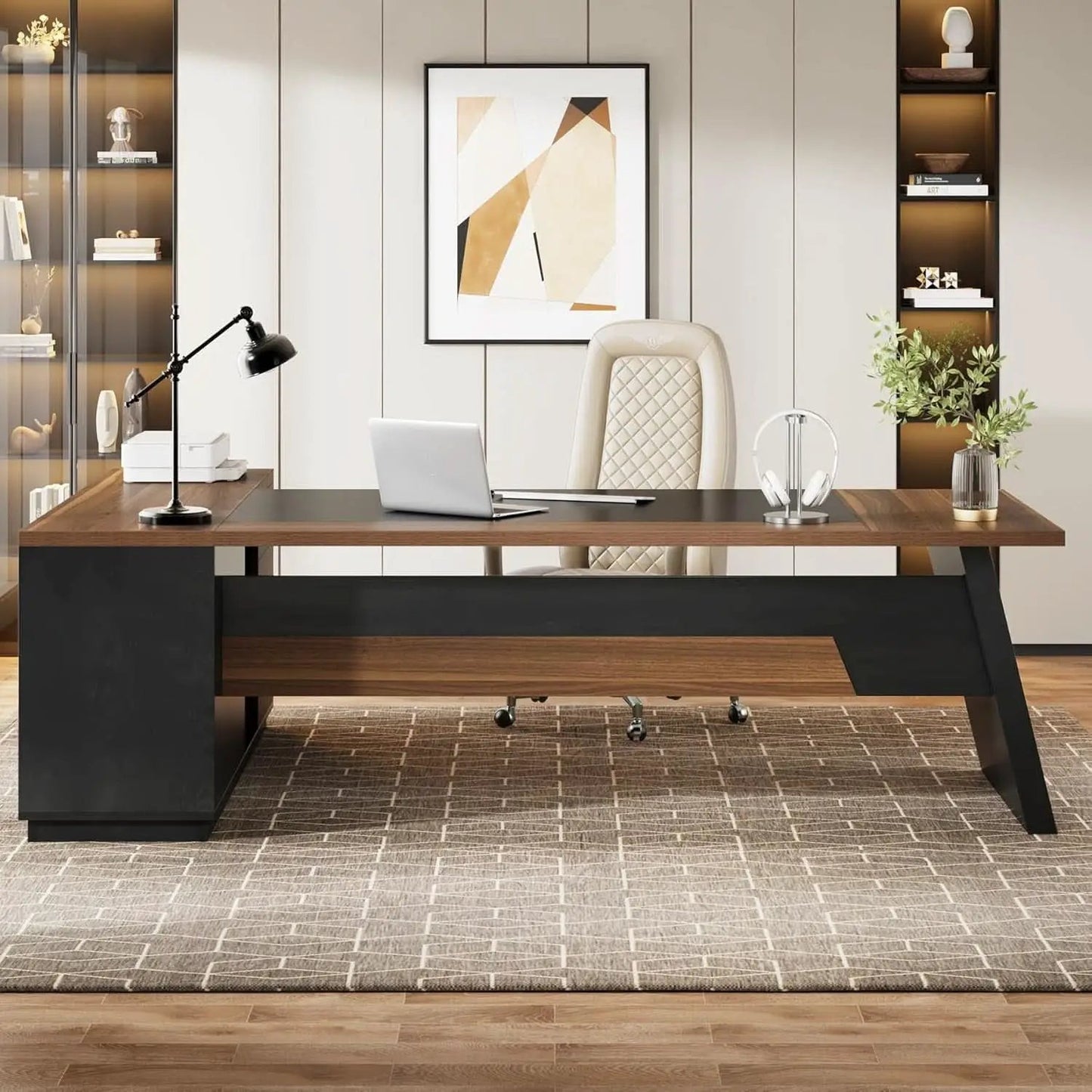 78 Inch Executive Desk Featuring Ample Storage Cabinets from PriceLows™