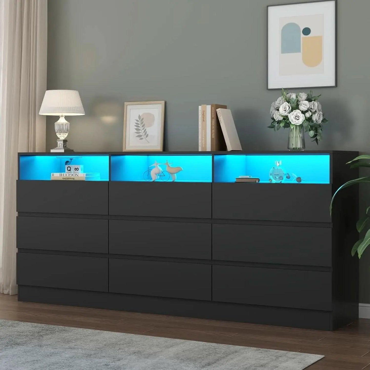 Six Drawer LED Dresser With USB Charging Ports For Bedroom from PriceLows™