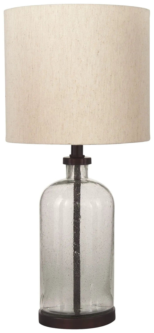 Bandile Glass Table Lamp | 9.88 x 9.88 x 22.63 in | Fabric & Glass | Clear / Bronze Finish