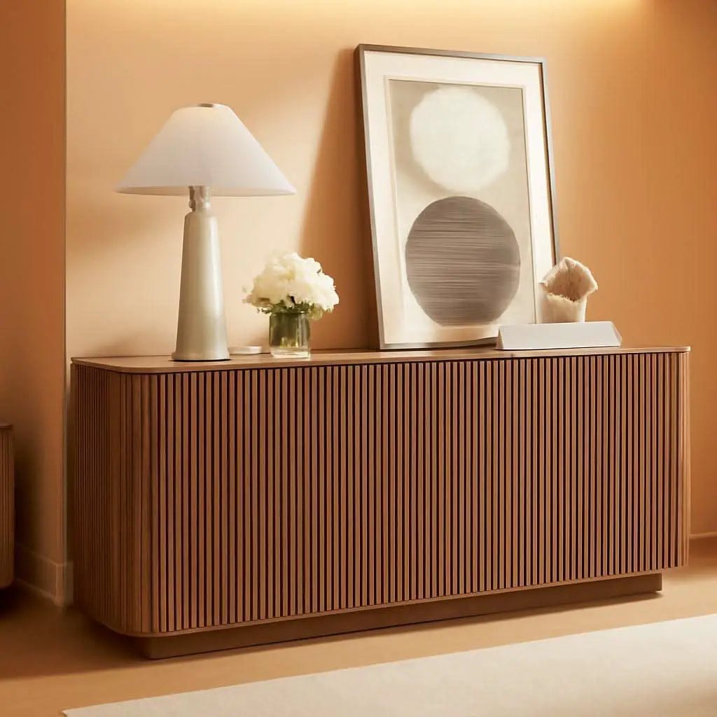 64 Inch Walnut Contemporary Buffet Sideboard Cabinet from PriceLows™