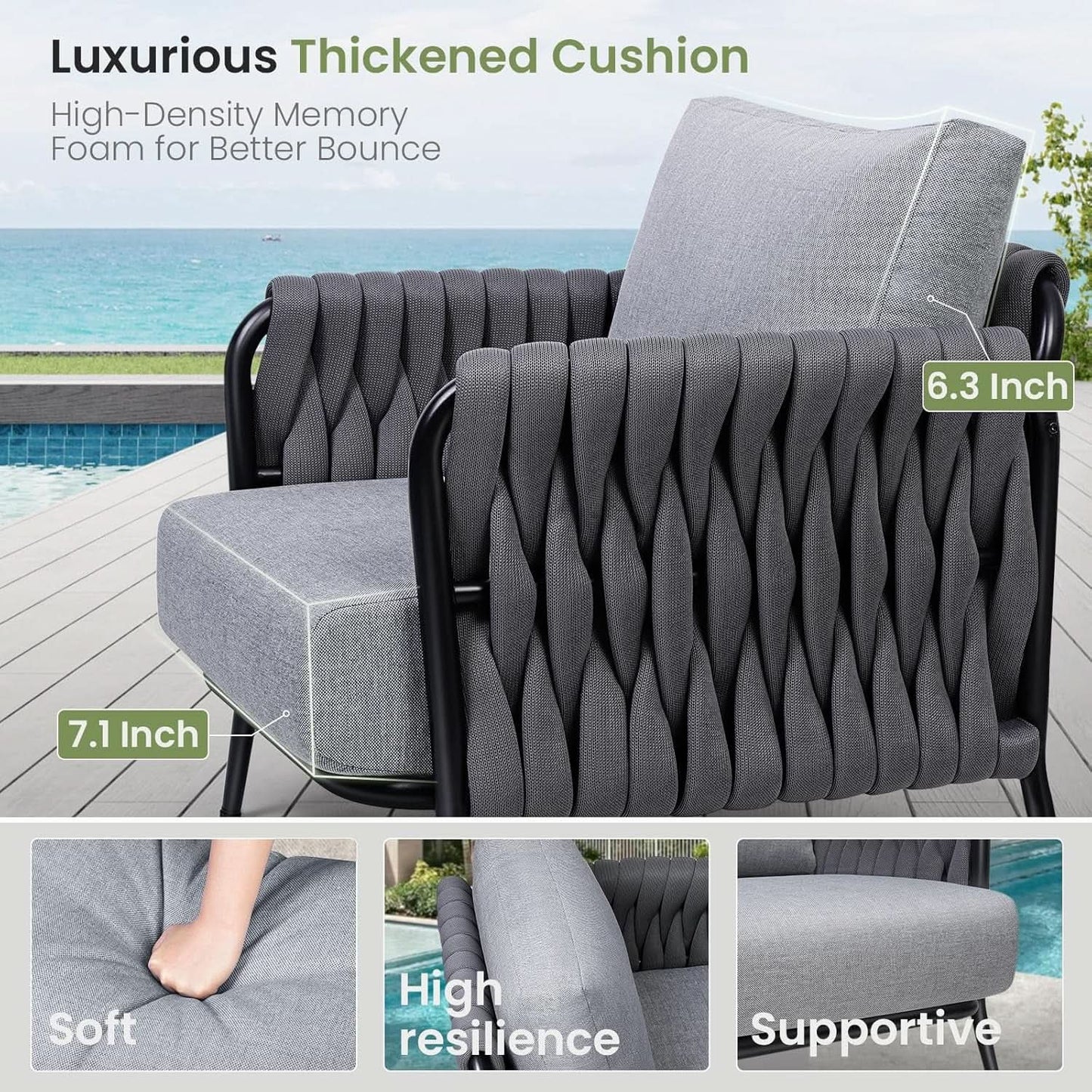 Stylish Outdoor Patio Furniture Set with Waterproof Cushions from PriceLows™