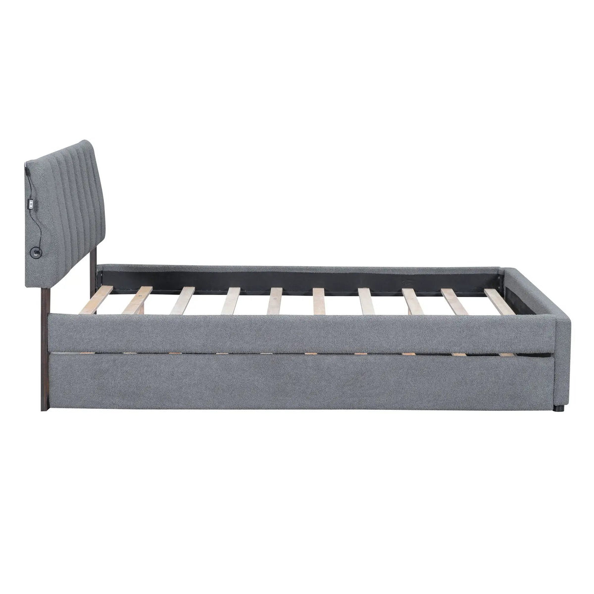 Upholstered Platform Bed | Trundle Included | Comfortable Design | 76 Inch Length