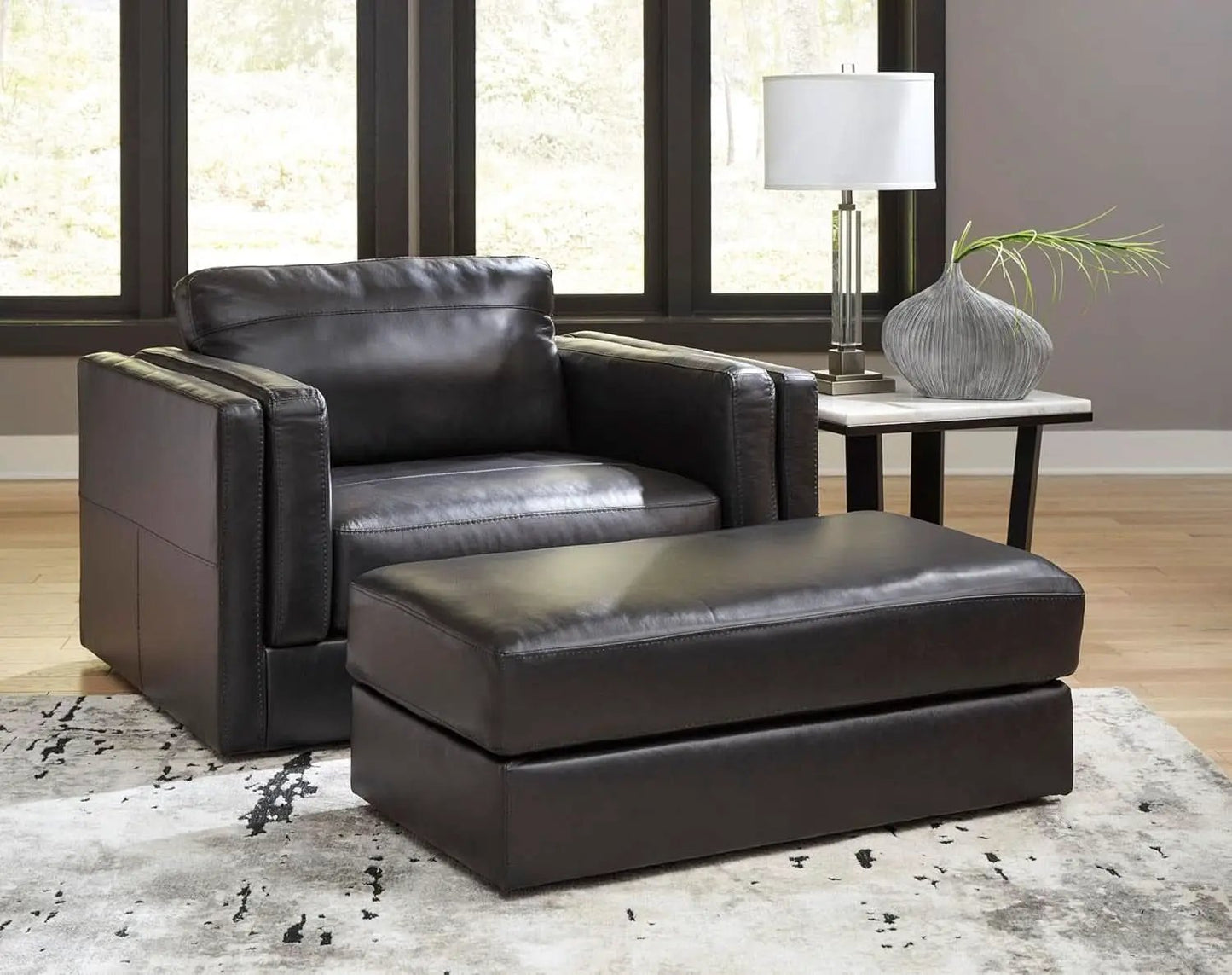 Contemporary Black Cushioned Rectangular Ottoman Finish from PriceLows™