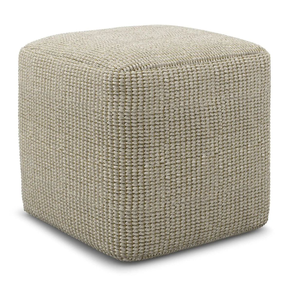 Zelma Square Woven Outdoor / Indoor Pouf | 18 x 18 x 18 in | Living Room Furniture | Silver