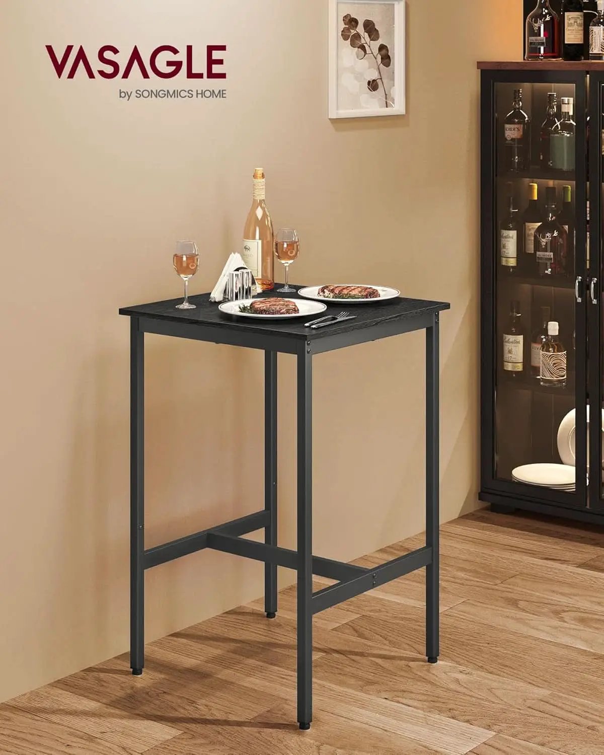Bar Table 23.6Inch Ebony Black Industrial Grade Durable