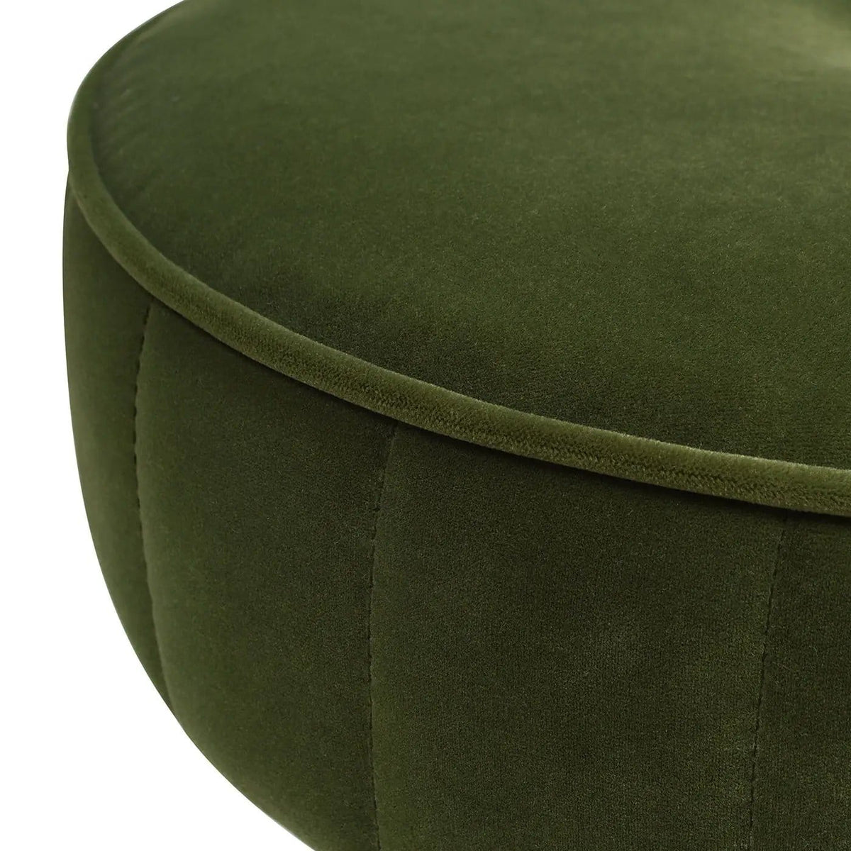 Riley Round Footstool Ottoman | 16 x 16 x 9 in | Fabric & Plywood | Olive Green