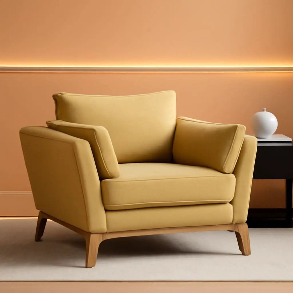Large Yellow Linen Upholstered Accent Chair Cushions from PriceLows™