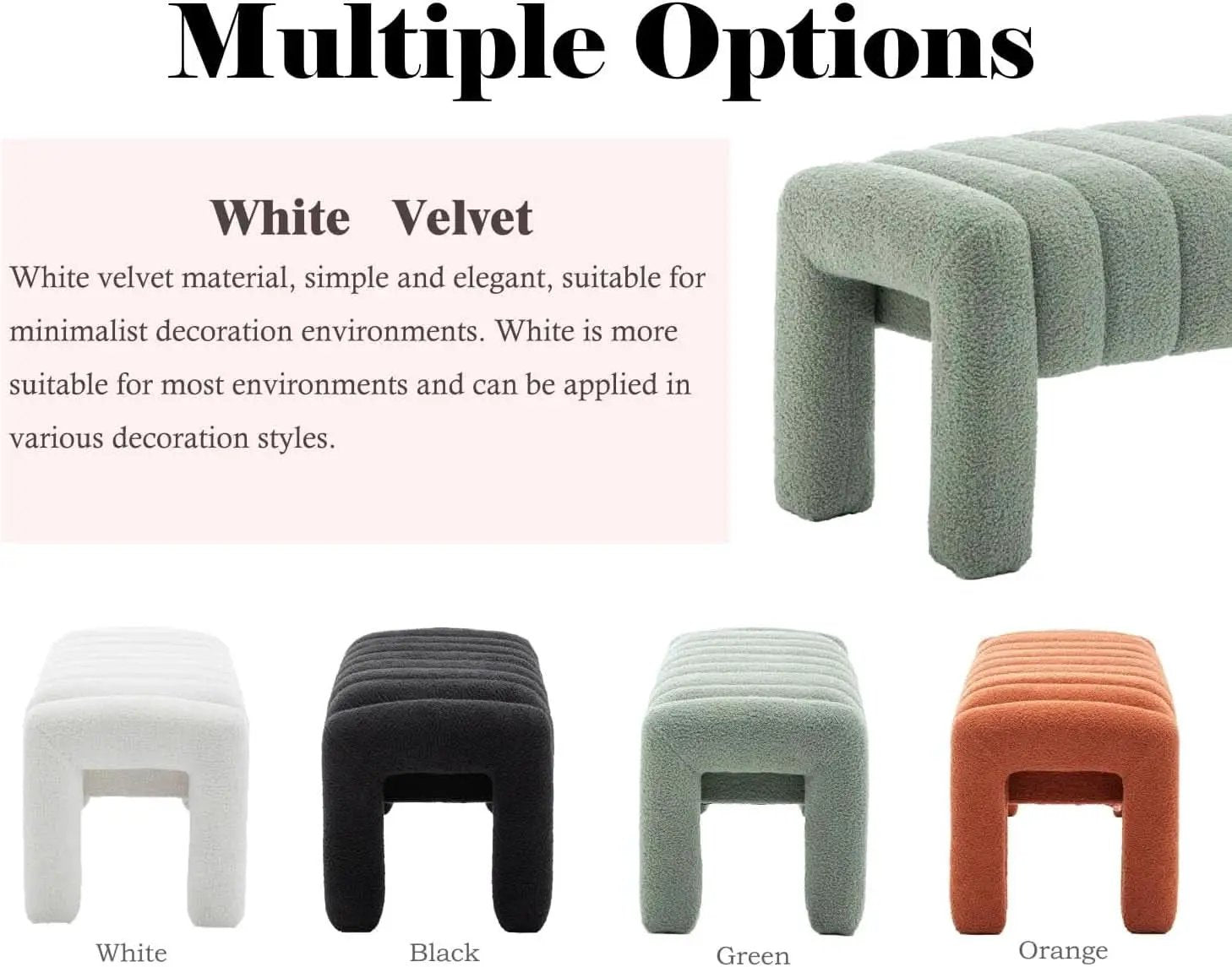 42.5 Inches Upholstered Ottoman Bench Boucle Fabric from PriceLows™