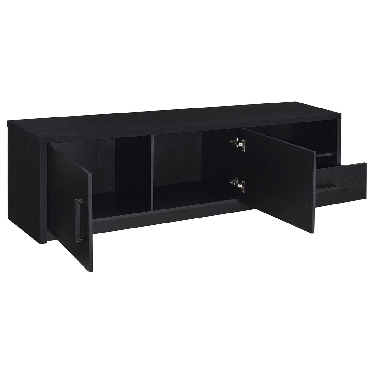 Murray 70-inch 2-door TV Stand Media Console | 70 x 15.5 x 19.75 in | Veneer & Wood | Black