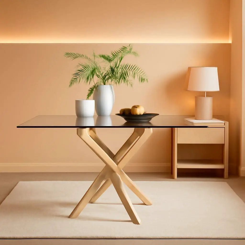 Leonardo Gold Glass Top Dining Table Modern Premium from PriceLows™