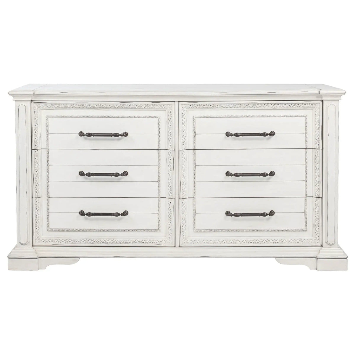 McKinney 6-drawer Bedroom Dresser Cabinet Vintage | 73.5 x 20.5 x 39.25 in | Engineered Wood | White