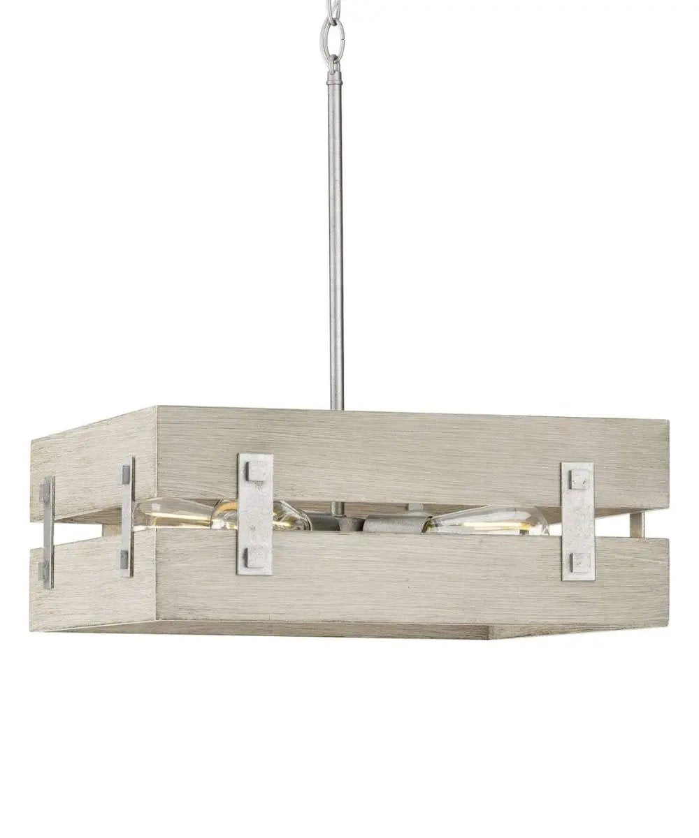 Pendant Light | 4 Light | 18 Inch Width | Galvanized Oak Frame