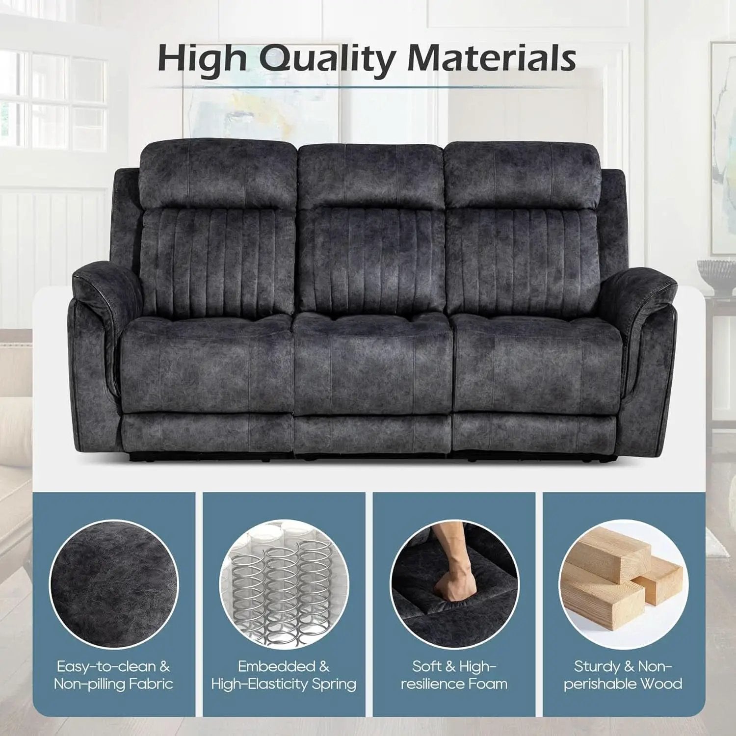 Zero Gravity Power Reclining Sofa Grey With USB Ports from PriceLows™