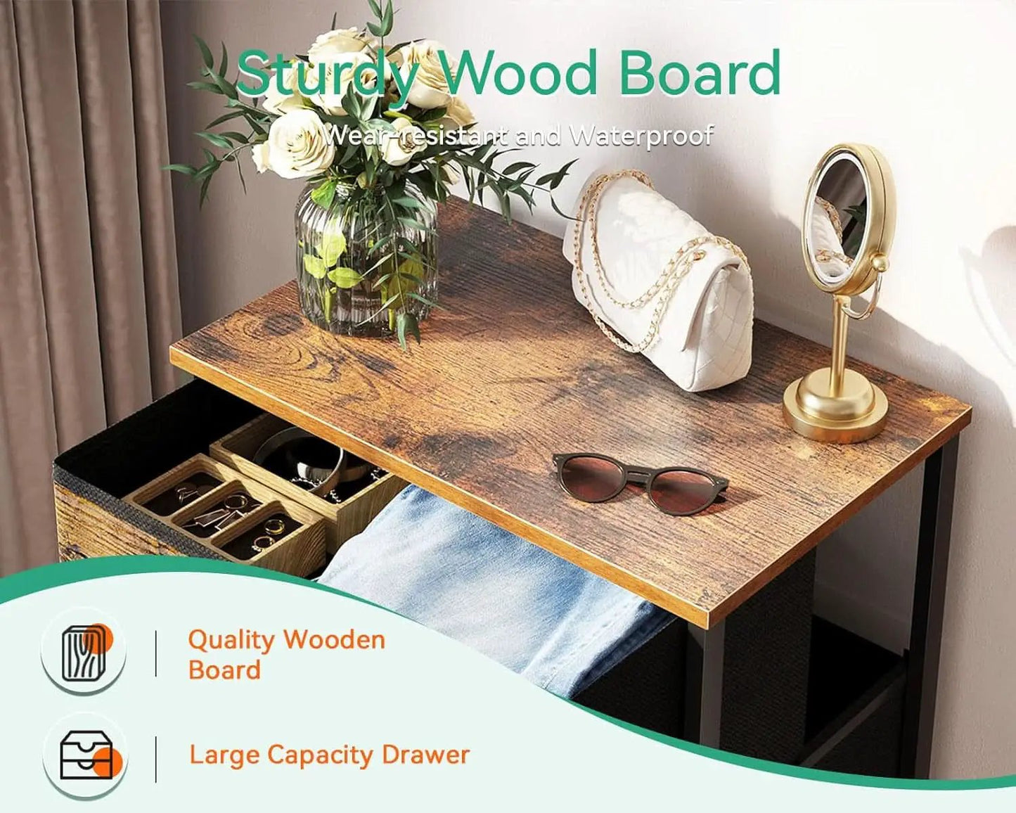 Compact Bedroom Dresser With 4 Drawers And Wood Top Steel Frame from PriceLows™