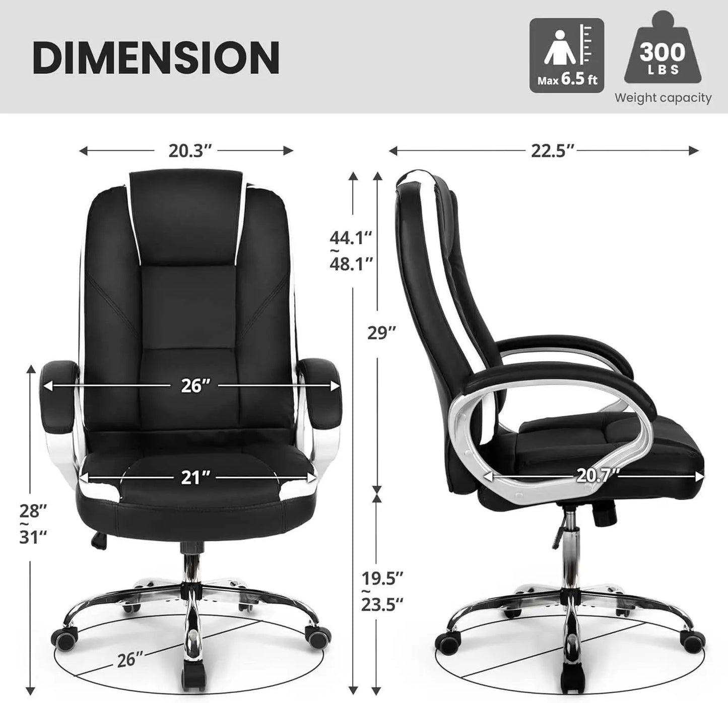 Ergonomic Black Leather Office Chair With Lumbar Support from PriceLows™