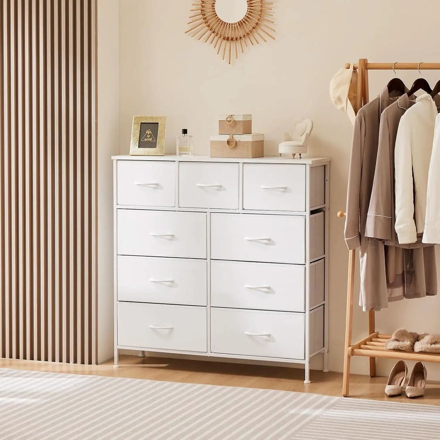 Sturdy Nine Drawer Dresser With Wood Top And Steel Frame from PriceLows™