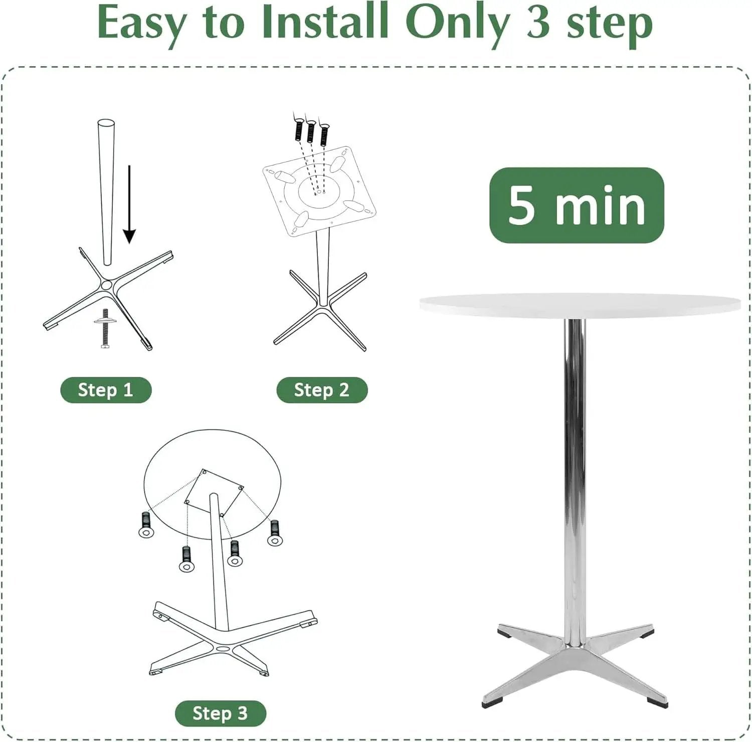 White Round Pub Table With Sturdy Crossbase 39 Inches from PriceLows™