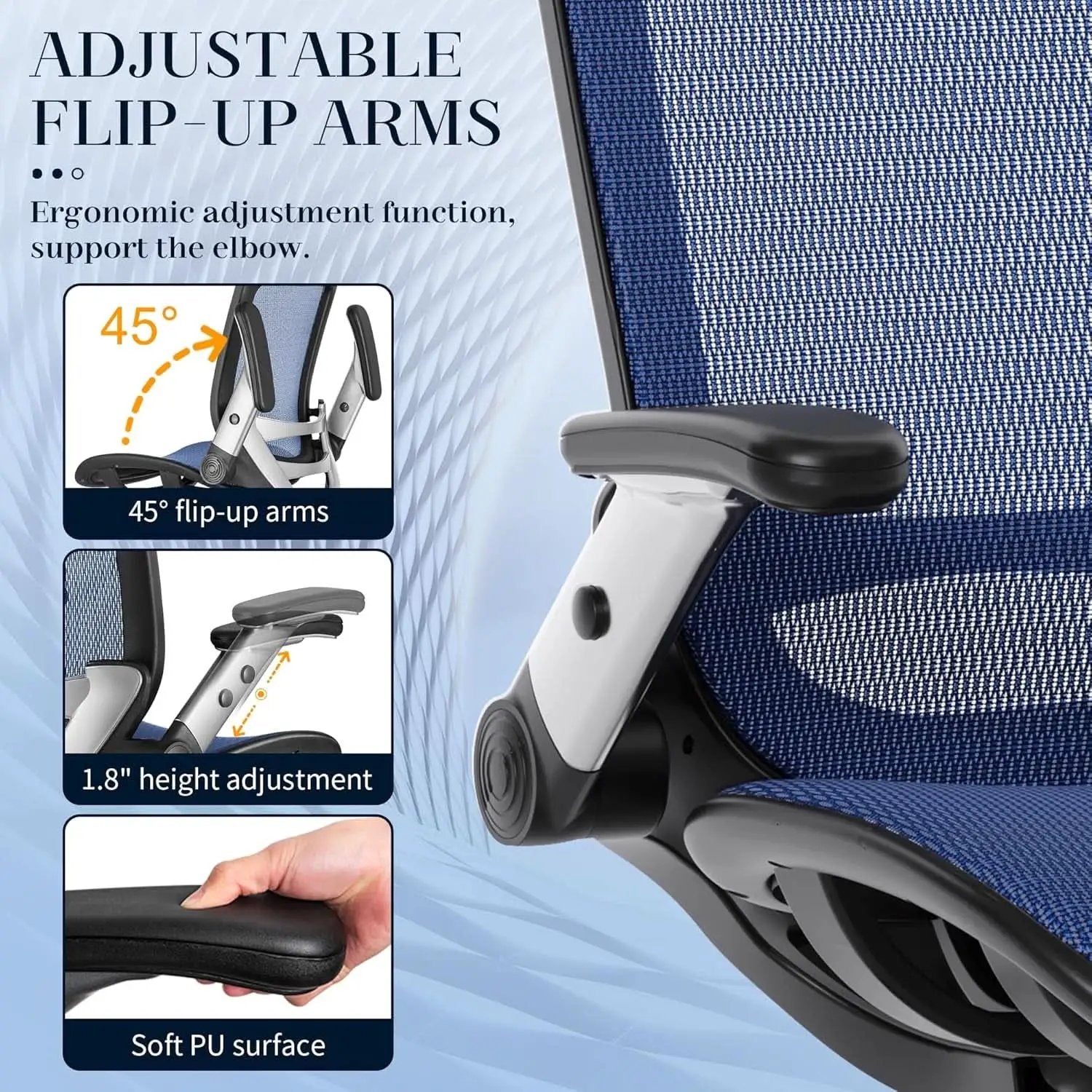 Blue Ergonomic Mesh Office Chair With Lumbar Support from PriceLows™