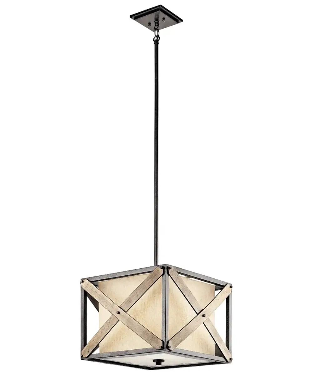 Convertible Ceiling Light | 16 Inch 1 Light | Anvil Iron Finish | Square