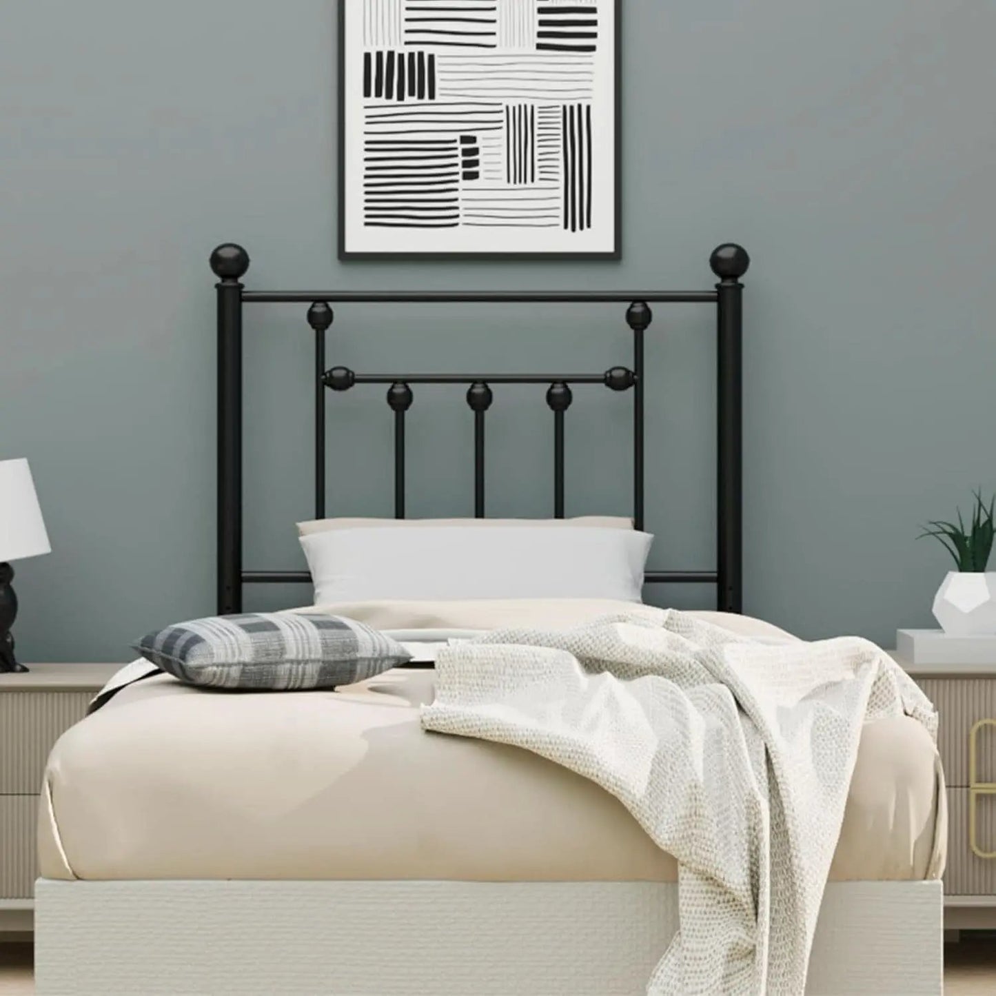 Victorian Twin Size Metal Bed Frame with Adjustable Headboard from PriceLows™