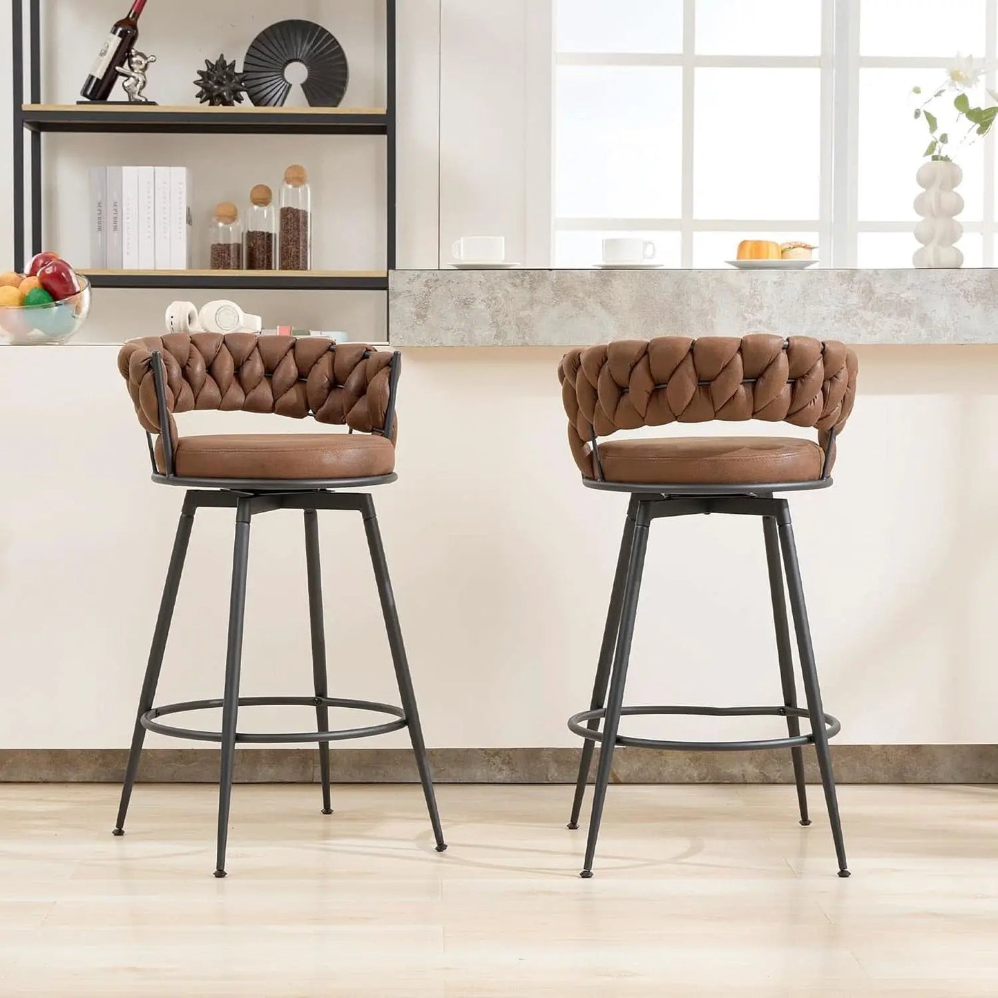 Modern Swivel Bar Stools Set of Two Stylish Design from PriceLows™
