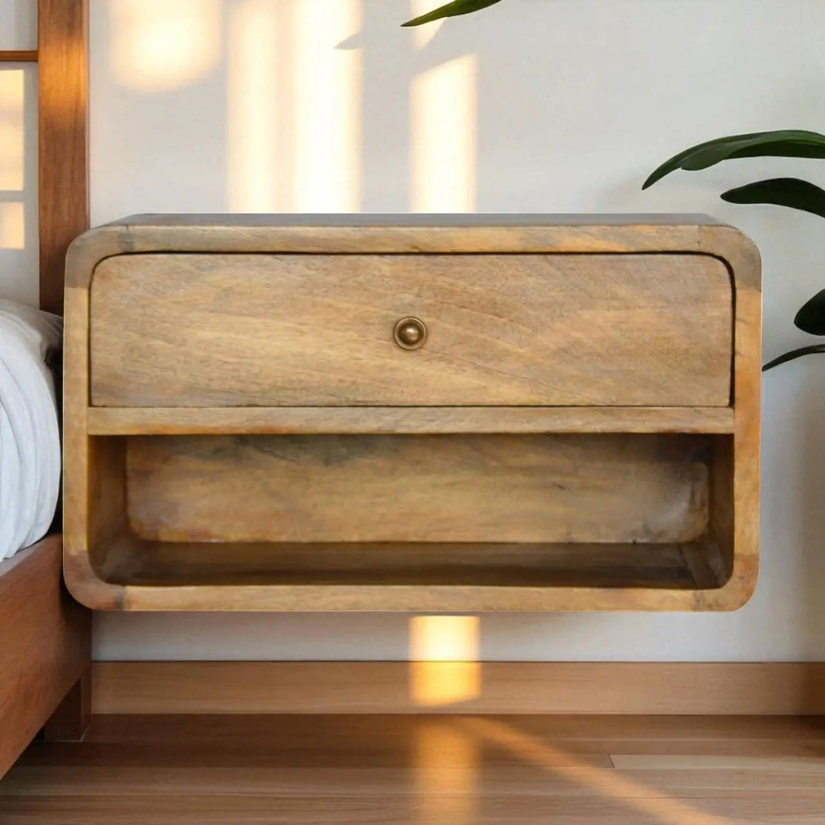 Curve Upper Slot Floating Nightstand | 6 Pieces | Bedroom Furniture | Bedroom