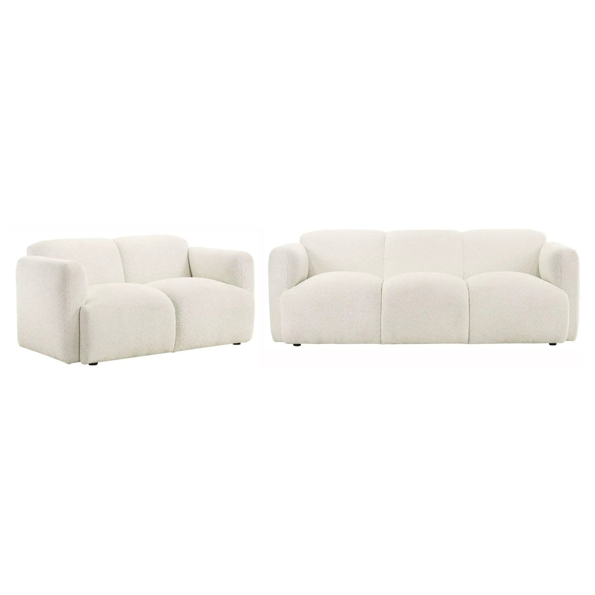 Dorset 2-piece Upholstered Round Track Arm Sofa Set | 2-Piece Set | Fabric | White