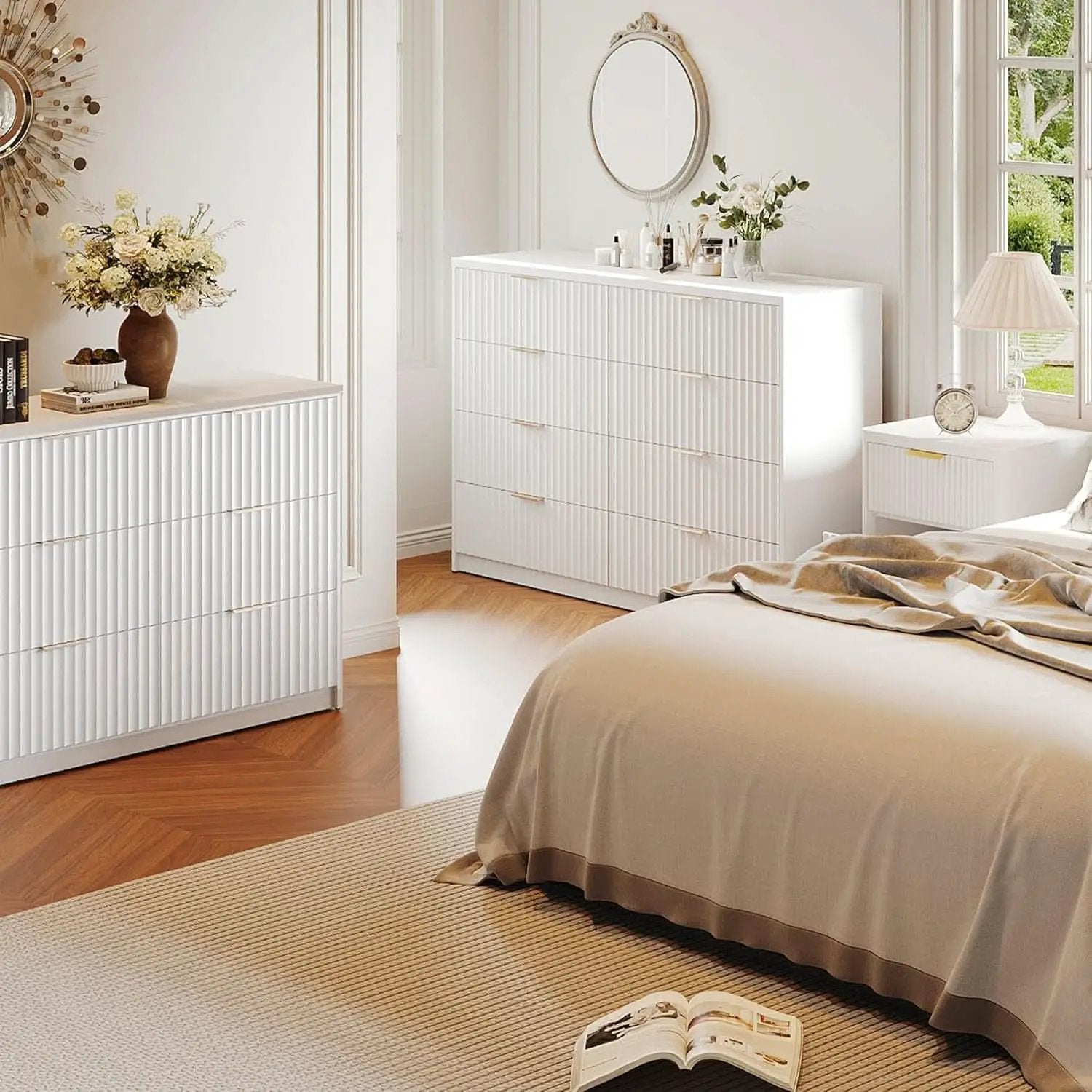 White Solid Maple Dresser Anti Tip LargeCapacityDrawers from PriceLows™