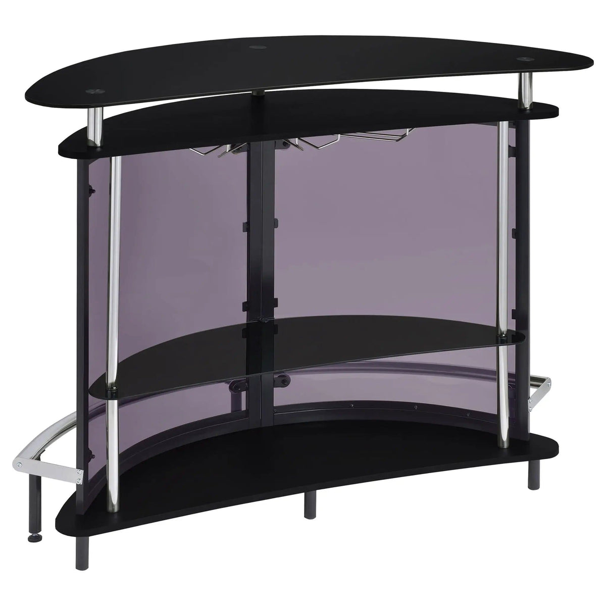 Amarillo Freestanding Glass Top Home Bar Wine Cabinet | 50.75 x 20 x 41 in | Glass & Acrylic | Black