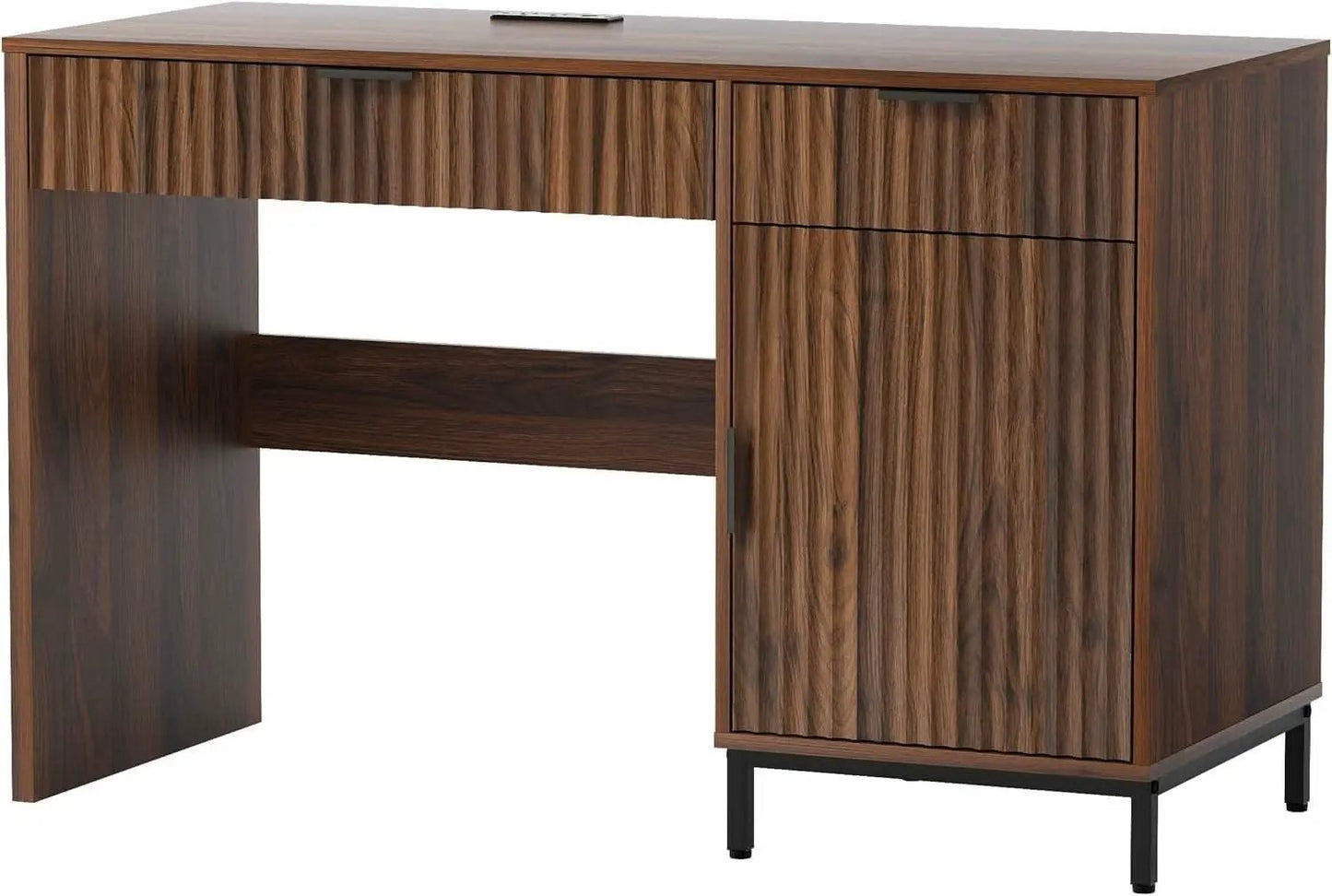 Brown 47 Inch Fluted Executive Desk Charging Station from PriceLows™