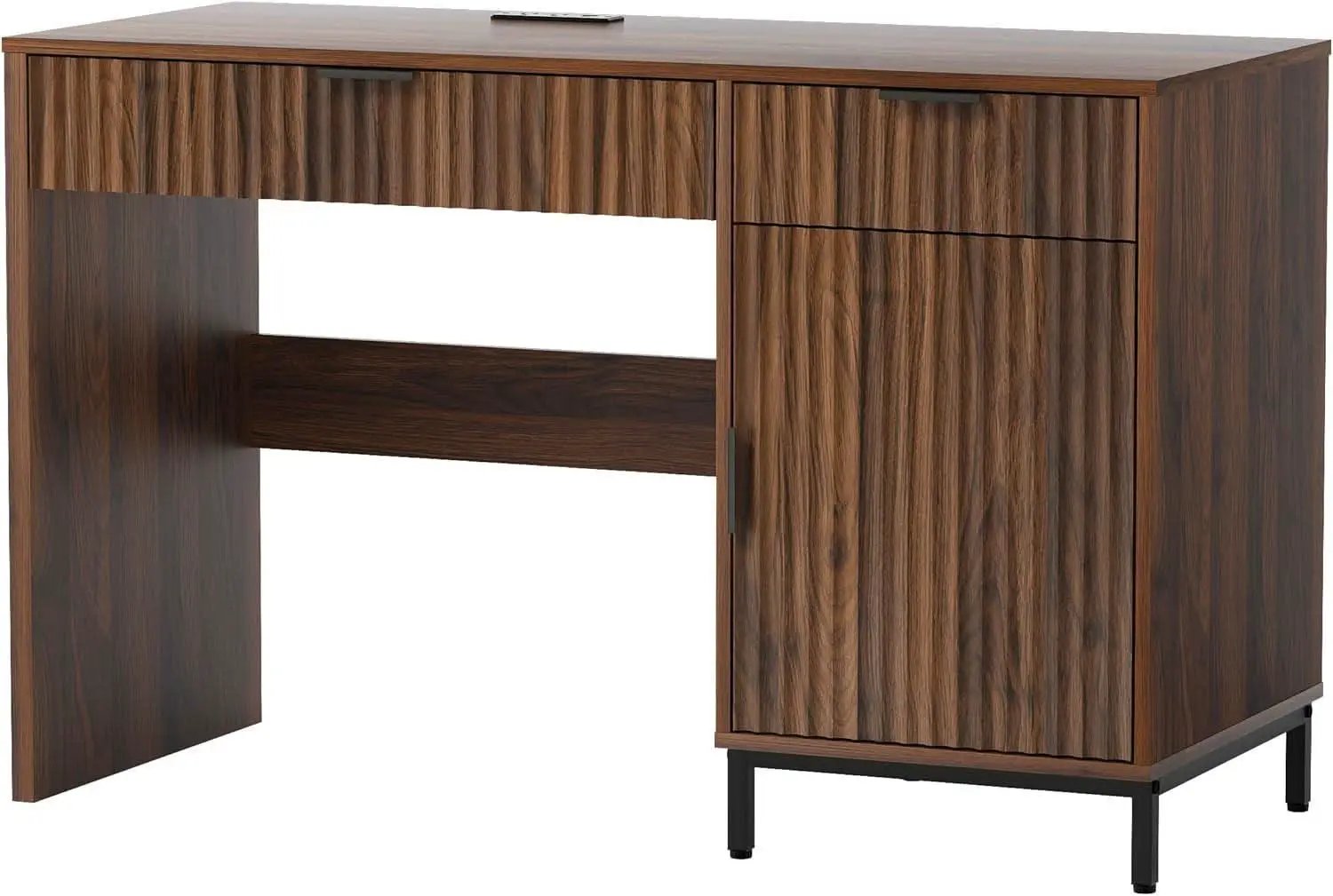 Brown 47 Inch Fluted Executive Desk Charging Station from PriceLows™